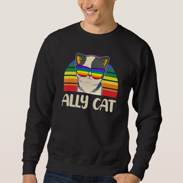 Moletom Rainbow Lgbt Gay Lésbica Trans Pride Ally Cat Glas (Frente)