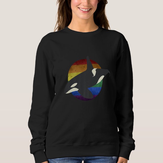 Moletom Rainbow Orca Killer Whale Earth Activist Marine Bi (Frente)