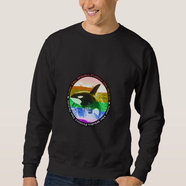Moletom Rainbow Orca Killer Whale Earth Activist Marine Bi (Frente)
