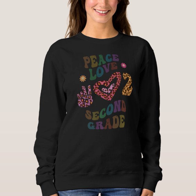 Moletom Rainbow PEACE LOVE SEGUNDO GRAU Leopard Print Retr (Frente)