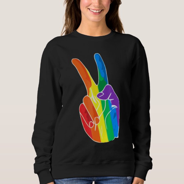 Moletom Rainbow Peace Sign Love Lésbica Gay LGBT Orgulho L (Frente)