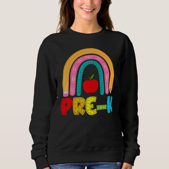 Moletom Rainbow Pre K Happy Primeiro Dia Da Escola (Frente)