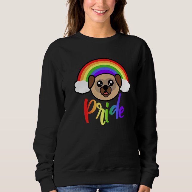 Moletom Rainbow Pride Pug Cute LGBTQ Rainbow Pug   (Frente)