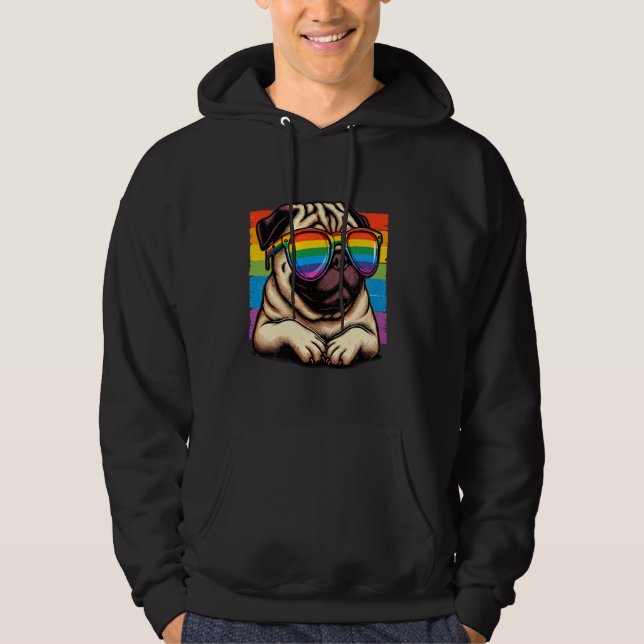 Moletom Rainbow Pug Pride para Cachorros (Frente)