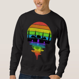 Moletom Rainbow Retro Sunset Com Silhueta Masjid