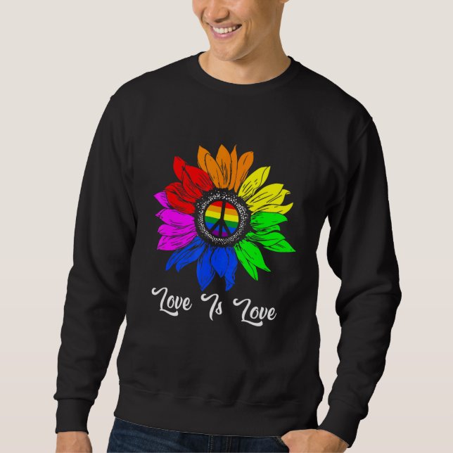 Moletom Rainbow Sunflower Love Is Love Lgbb Gay Lésbica Pr (Frente)