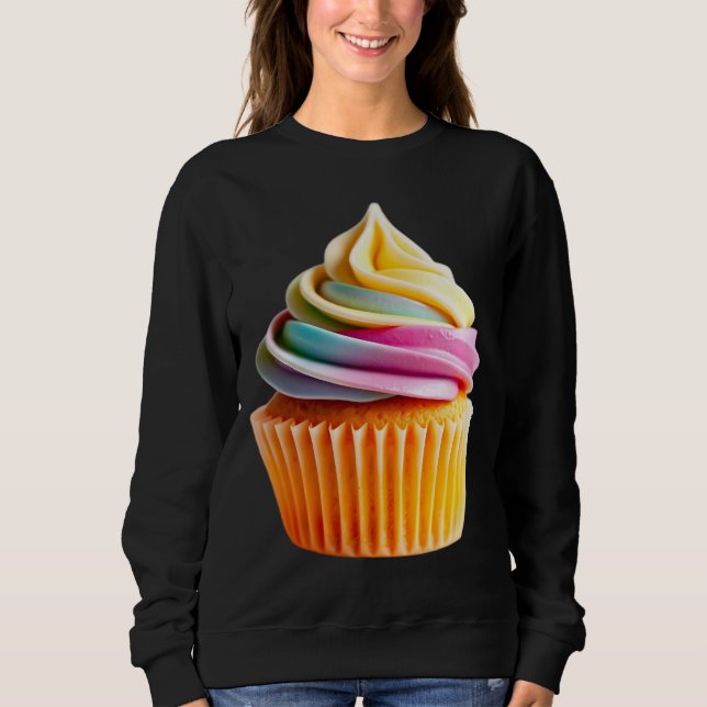 Moletom Rainbow Swirl Cupcake with Colorful Wrapper (Frente)