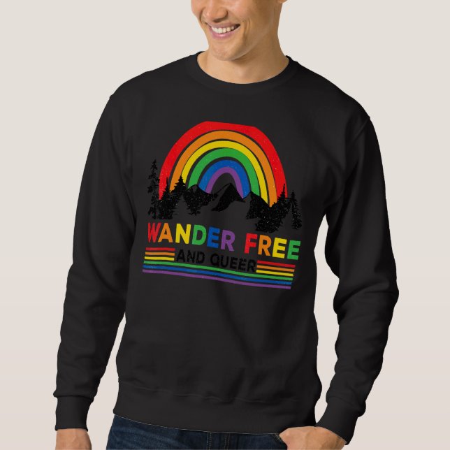 Moletom Rainbow Wander Free E Queer Happy Camper Lgbt Ca (Frente)