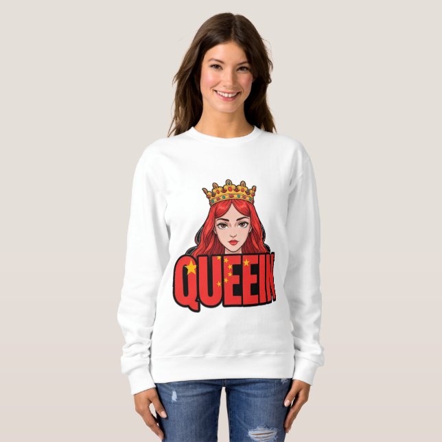 Moletom Rainha de Desenho Animado Com Coroa (Frente Completa)