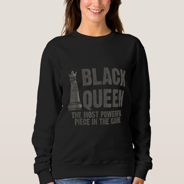 Moletom Rainha Negra Mais Poderosa Xadrez De Peça (Frente)