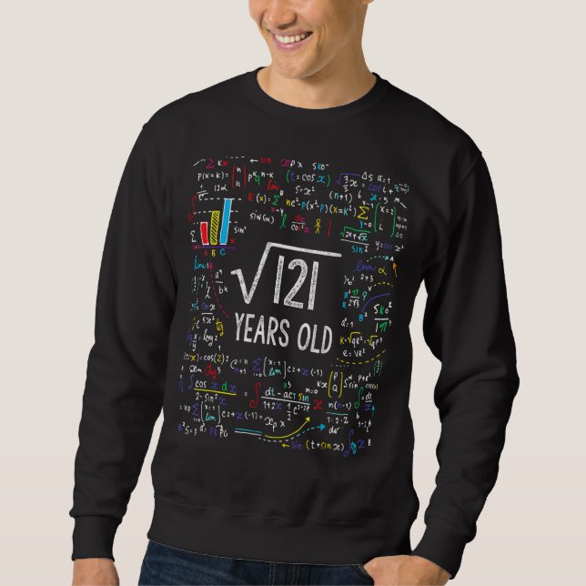 Moletom Raiz Quadrada De Matemática De 121 11, 11 Anos (Frente)