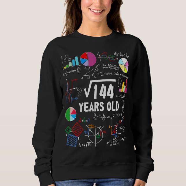 Moletom Raiz Quadrada De Matemática De 144 12, 12 Anos (Frente)
