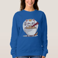 Ramen Cat Comendo Noodles Design T Shirt