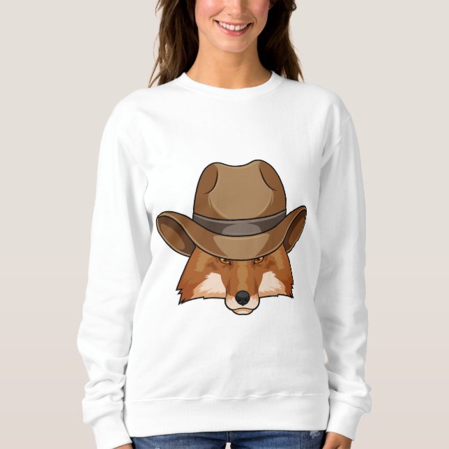 Moletom Raposa como Cowboy com Chapéu (Frente)