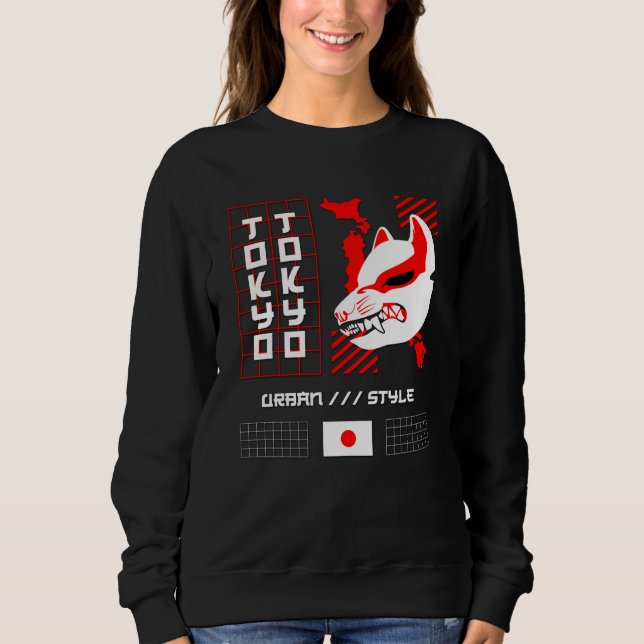Moletom Raposa Kitsune Cidade de Tóquio (Frente)