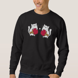 Moletom Raquete de Ping Pong Senhoras Gato Jogador de Têni