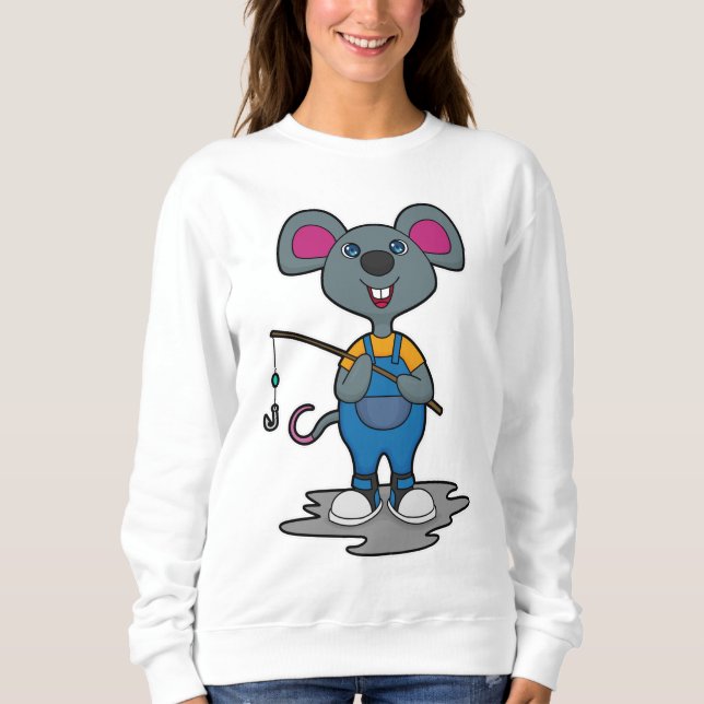 Moletom Rato como Pescador com vara de pescar (Frente)