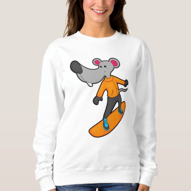 Moletom Rato como Snowboarder com Snowboard (Frente)