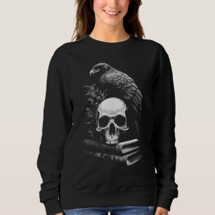 Moletom Raven Bird, Skull E Livros Witchy Occult Academia