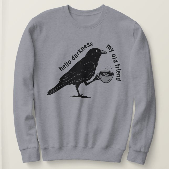 Moletom Raven Crow Coffee Fall | Nevermore Poe Gothic Poet (Frente do Design)