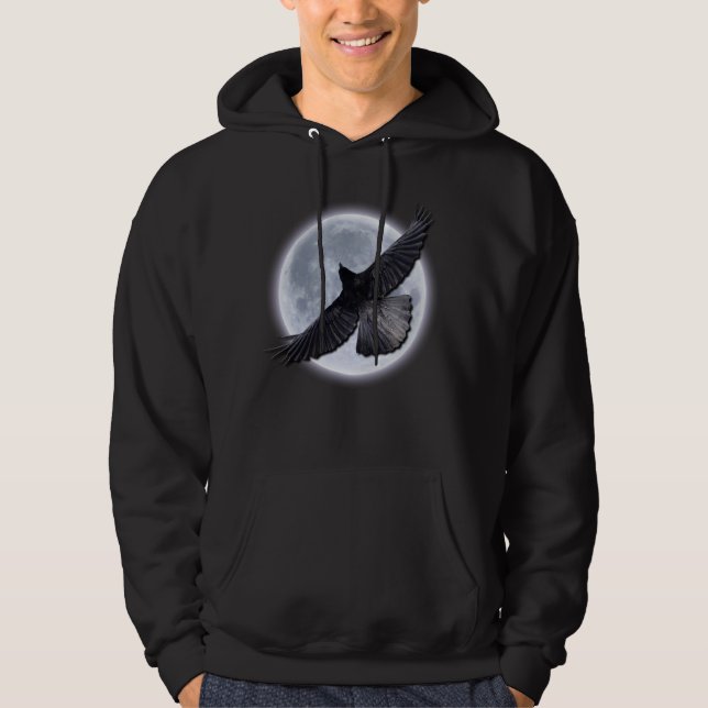 Moletom RAVEN NEGRO EMBRACANDO O Hoodie da Lua (Frente)