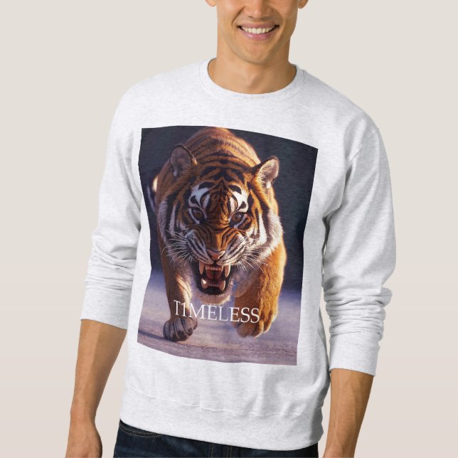 Moletom Realistic Tiger Attacking. Wild and Striking Print (Frente)