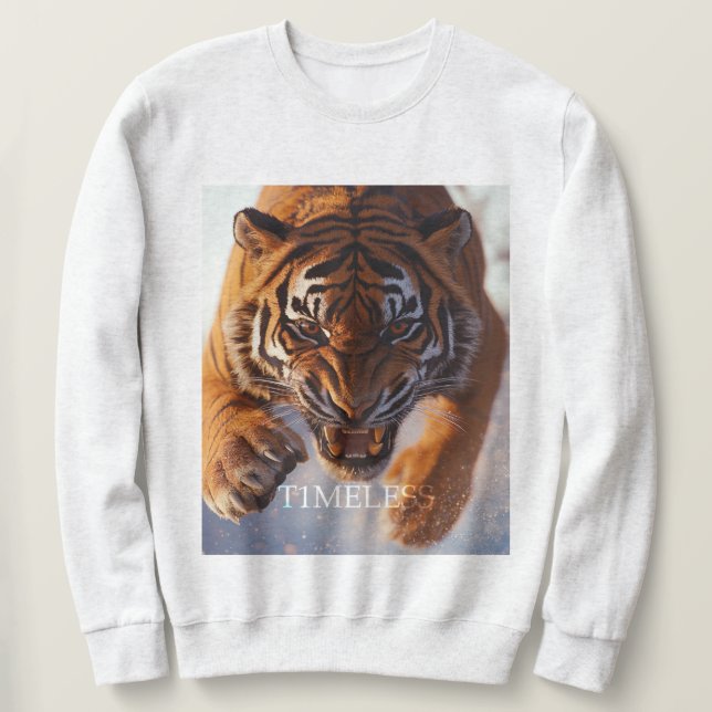 Moletom Realistic Tiger Attacking. Wild and Striking Print (Frente do Design)