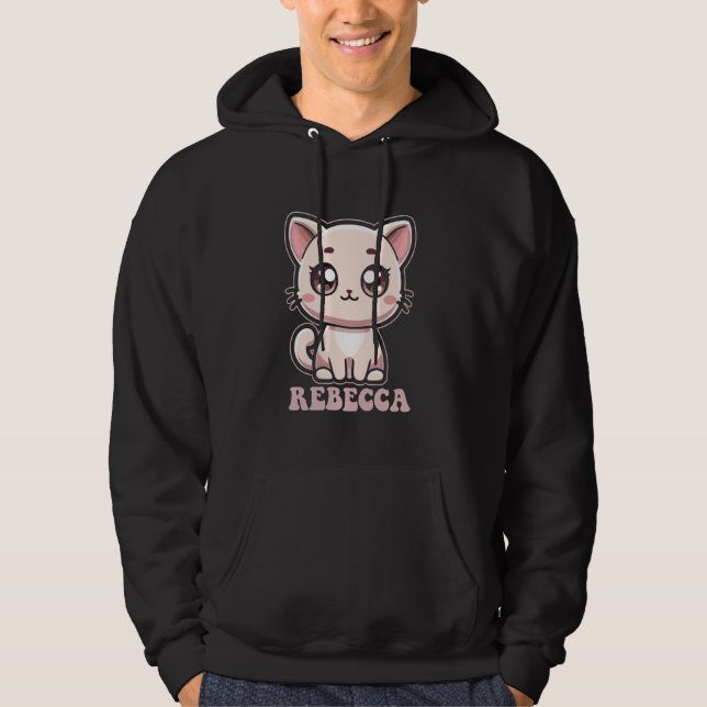 Moletom Rebecca Cute Kitty Design para Girls Name Cat (Frente)