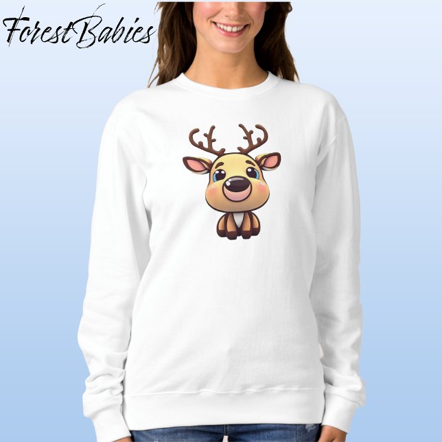 Moletom Rebelde, Cérebro, Fawn, Fanfarrão, 🦌 Engraçada 🎄 (Fun Baby Deer, Fawn, Doe Lover, Funny Reindeer, Antlers  🦌 🎄 Christmas Sweatshirt)
