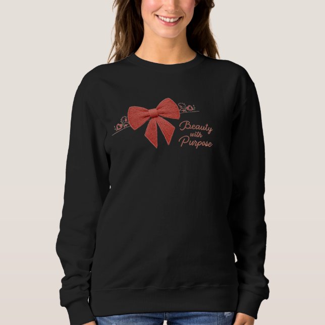 Moletom Red Bow with Roses "Beauty with Purpose" Sweatshir (Frente)
