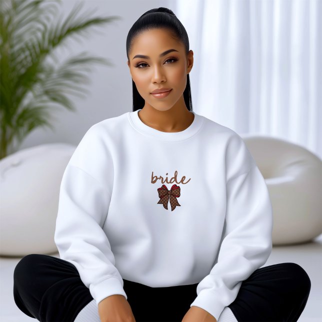 Moletom Red + Brown Checkered Bow BRIDE (Great for gifting or Group Outfits)