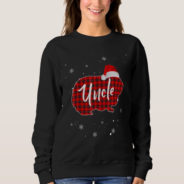 Moletom Red Buffalo Plaid Christmas Guinea Pig Uncle Xmas  (Frente)