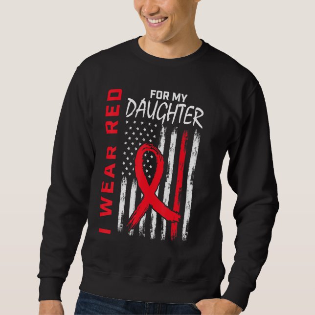 Moletom Red Daughter Heart Disease Awareness US Flag Match (Frente)
