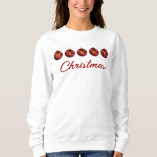 Moletom Red FesNatal Baubles Feliz Texto de Natal