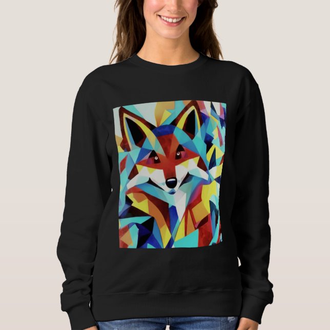Moletom Red Fox Running Through Water Geometric Style (Frente)