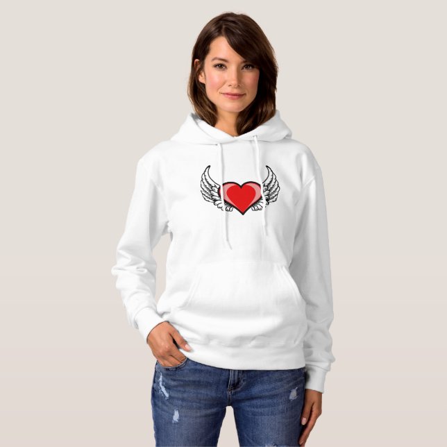 Moletom Red Heart and Wings Design (Frente Completa)