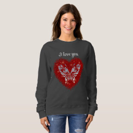 Moletom Red heart glitter butterfly