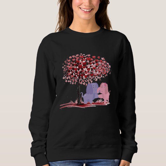 Moletom Red Heart Tree Elephant Hugs Couple Valentine's Da (Frente)