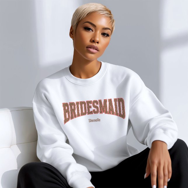 Moletom Red + Leopard Print Varsity BRIDESMAID (Personalize with names, dates, locations or events)