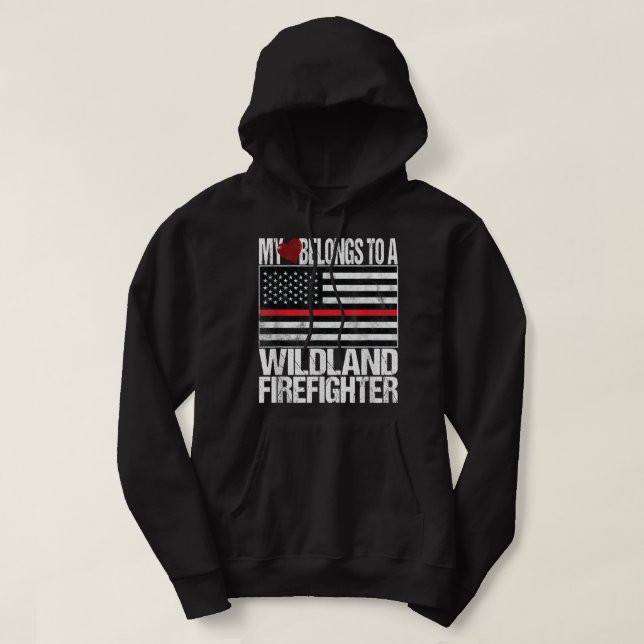 Moletom Red Line Flag Shirt My Heart Belongs Wildland Fire (Frente do Design)