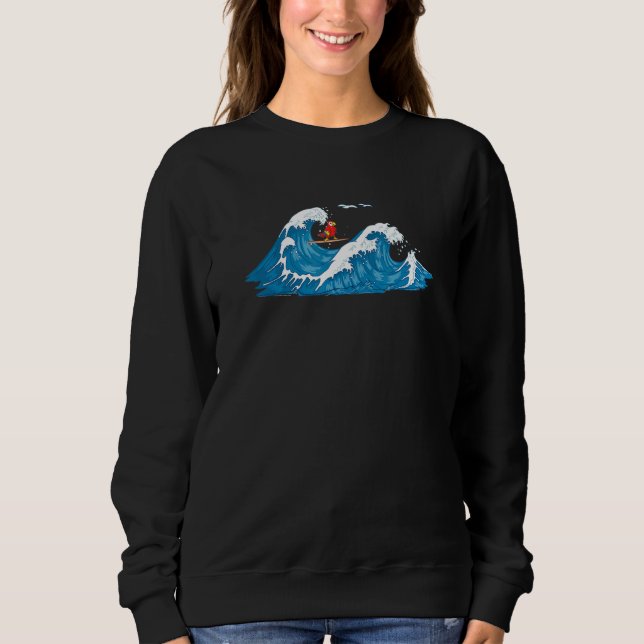 Moletom Red Macaw Parrot Bird Wave Surfing (Frente)