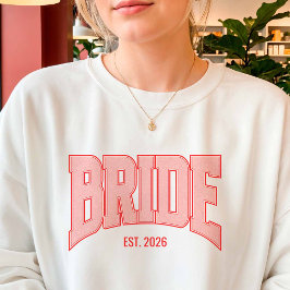 Moletom Red + Pink Faux Glitter BRIDE Varsity Letter 