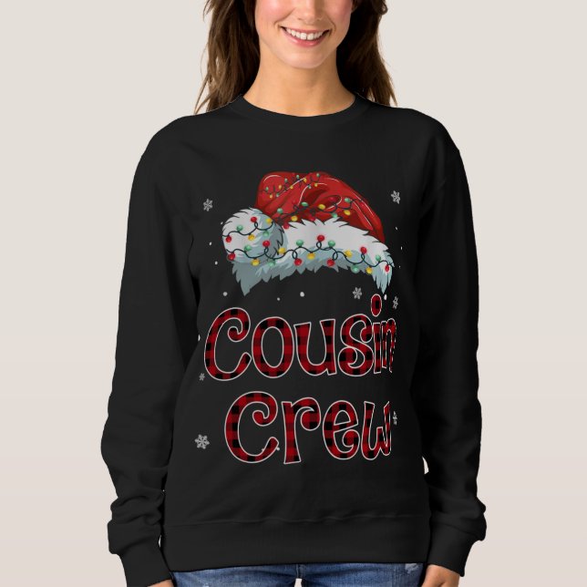 Moletom Red Plaid Buffalo Cousin Crew Pajama Matching Fami (Frente)