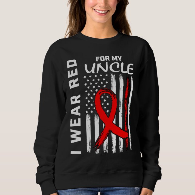 Moletom Red Ribbon Uncle Heart Disease Awareness American  (Frente)