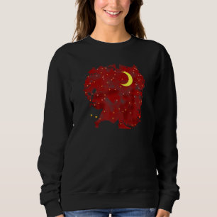 Moletom Red Starry Sky A Cat And The Moon - Sweet Drery G