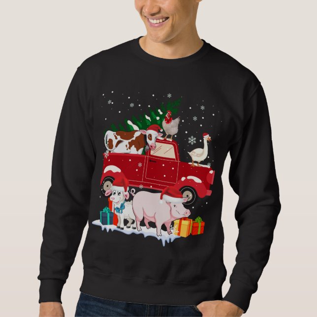 Moletom Red Truck Feliz Animais de Natal Adora Farme de Fa (Frente)
