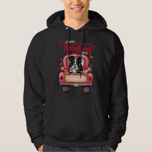 Moletom Red Truck Happy Valentines Day Border Collie dog h