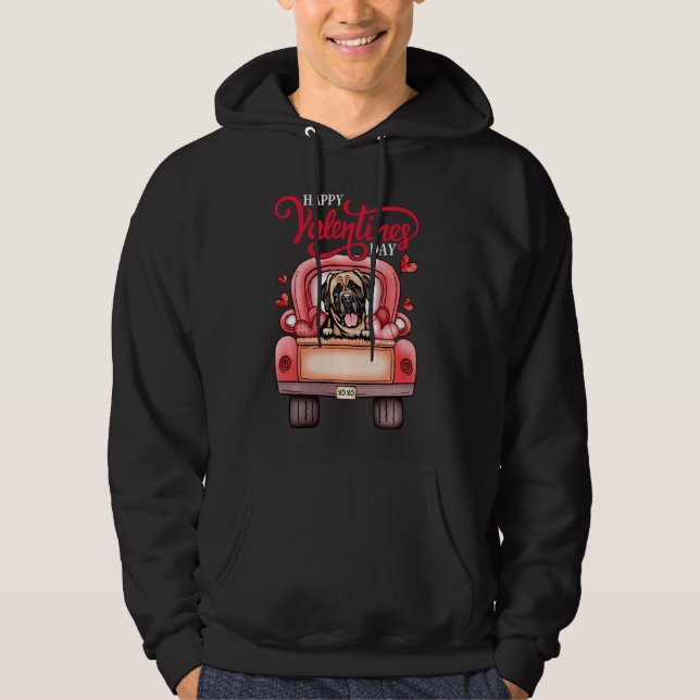 Moletom Red Truck Happy Valentines Day Mastiff Dog Hearts (Frente)