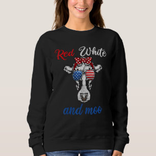 Moletom Red White e Moo 4 de julho Roupa Usa Patriótico