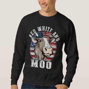 Moletom Red White E Moo 4 De Julho Vaca Farmadora De Bande